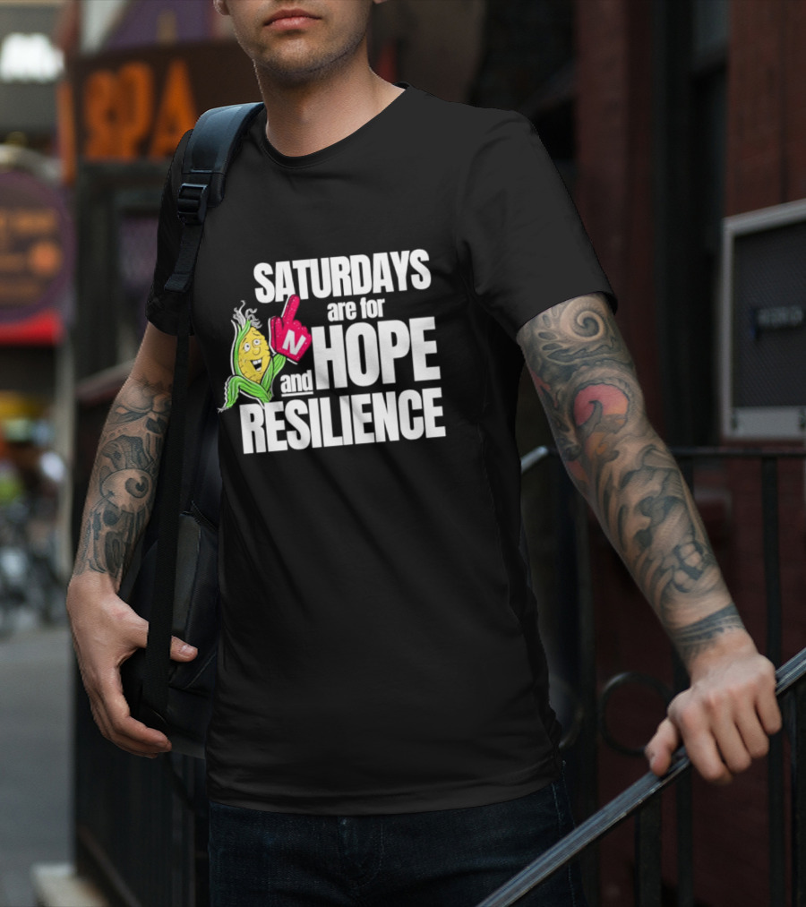 Saturdays Are For Hope And Resilience Corn Mascot And Foam Finger T-Shirt
