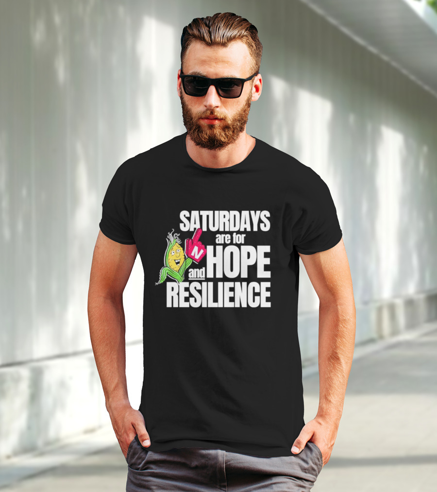 Saturdays Are For Hope And Resilience Corn Mascot And Foam Finger T-Shirt