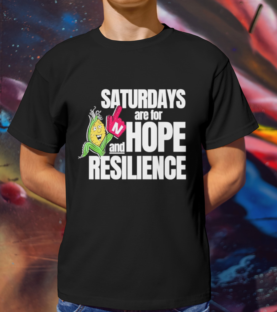Saturdays Are For Hope And Resilience Corn Mascot And Foam Finger T-Shirt