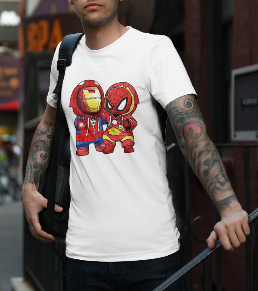 Spider-Man And Iron Man Cute Chibi Hoodie Heroes T-Shirt