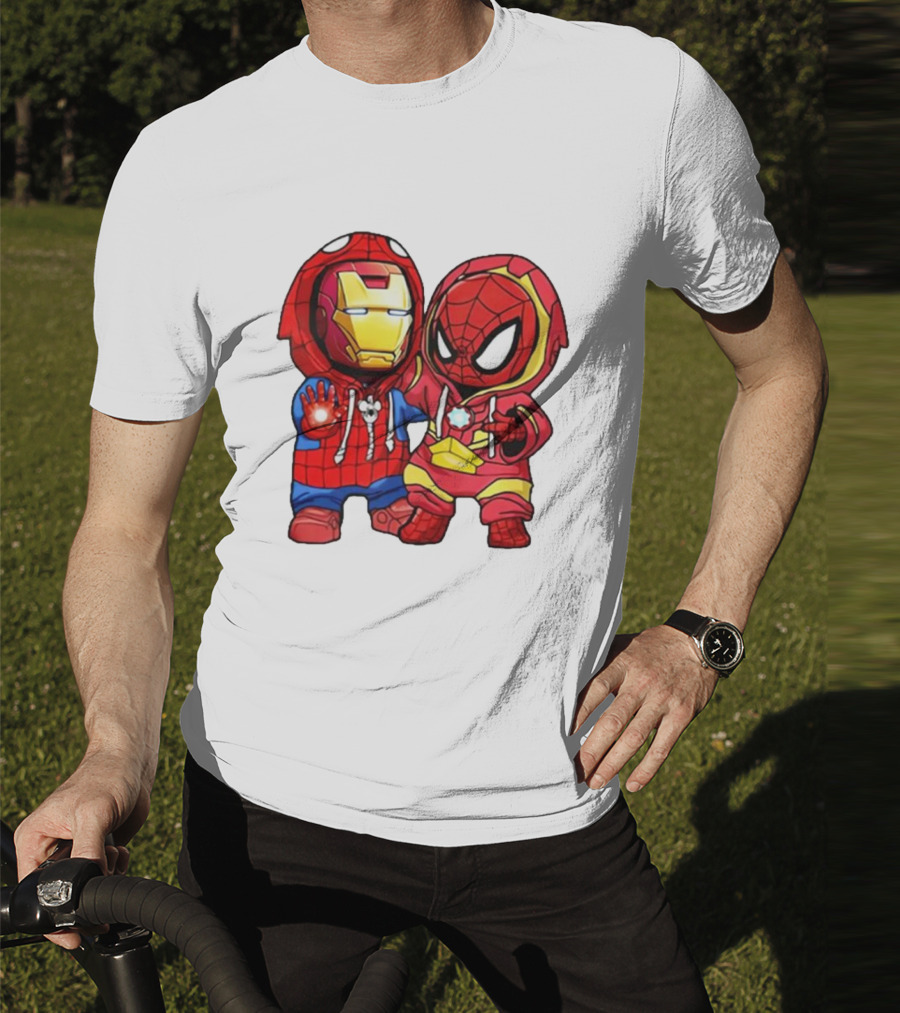Spider-Man And Iron Man Cute Chibi Hoodie Heroes T-Shirt