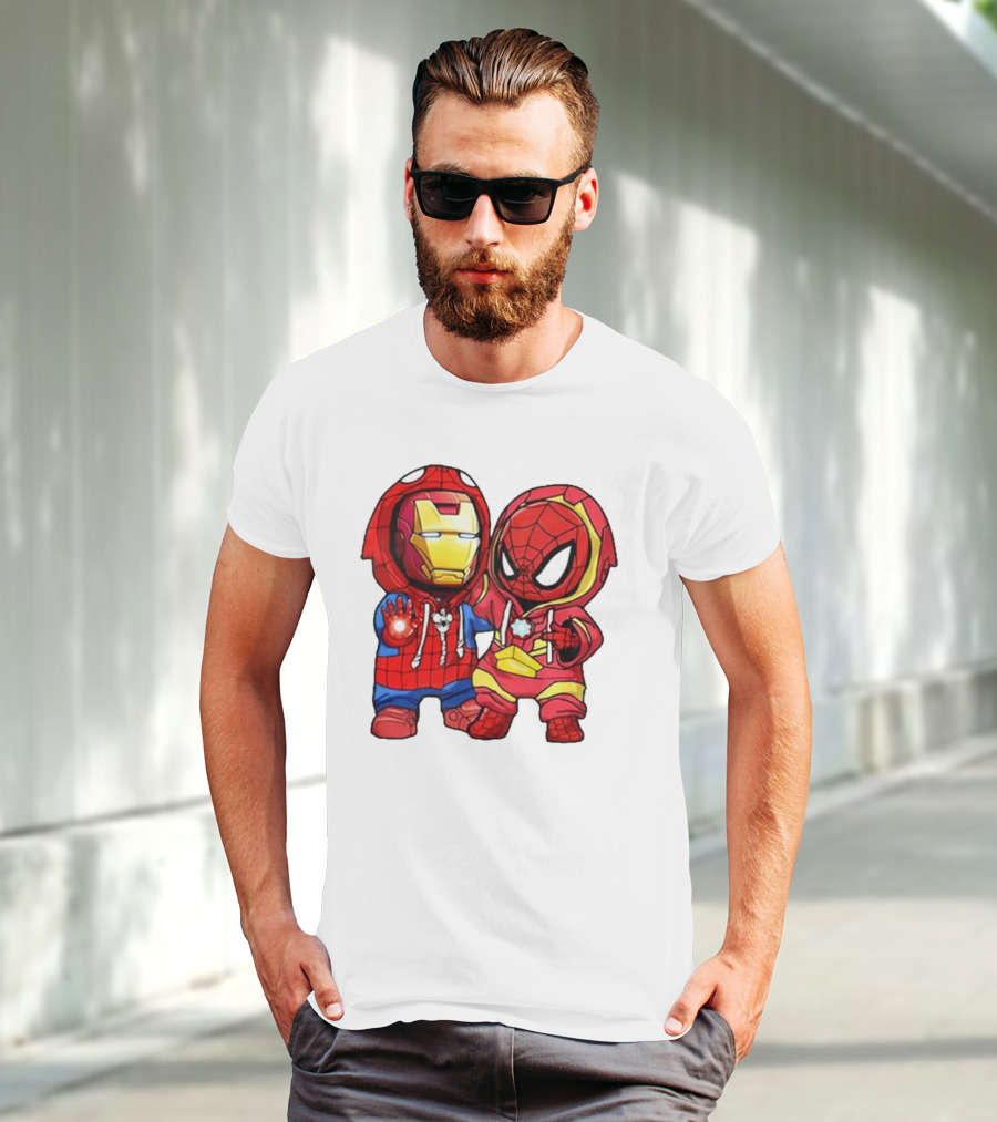 Spider-Man And Iron Man Cute Chibi Hoodie Heroes T-Shirt