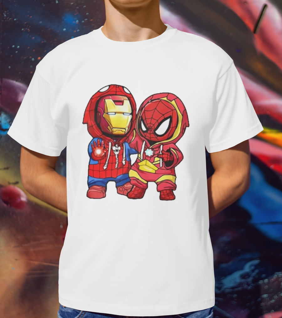 Spider-Man And Iron Man Cute Chibi Hoodie Heroes T-Shirt