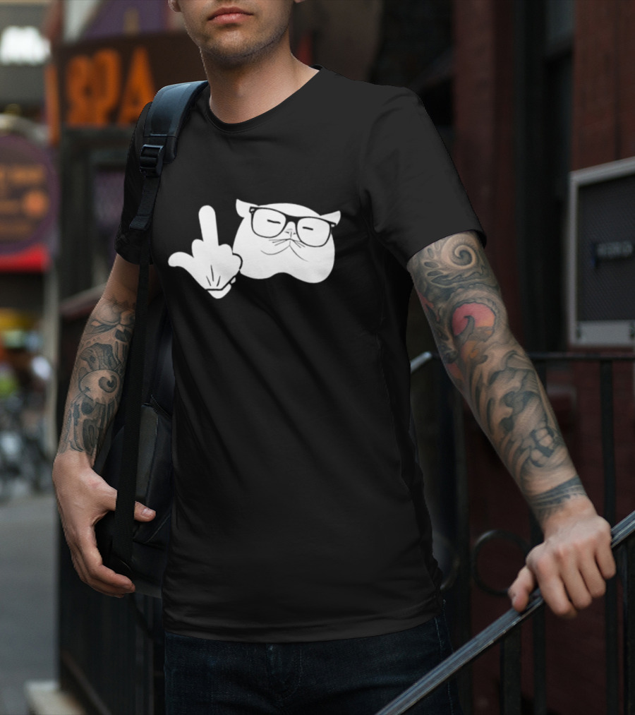 Catturd Birdturd Middle Finger Cat Glasses T-Shirt