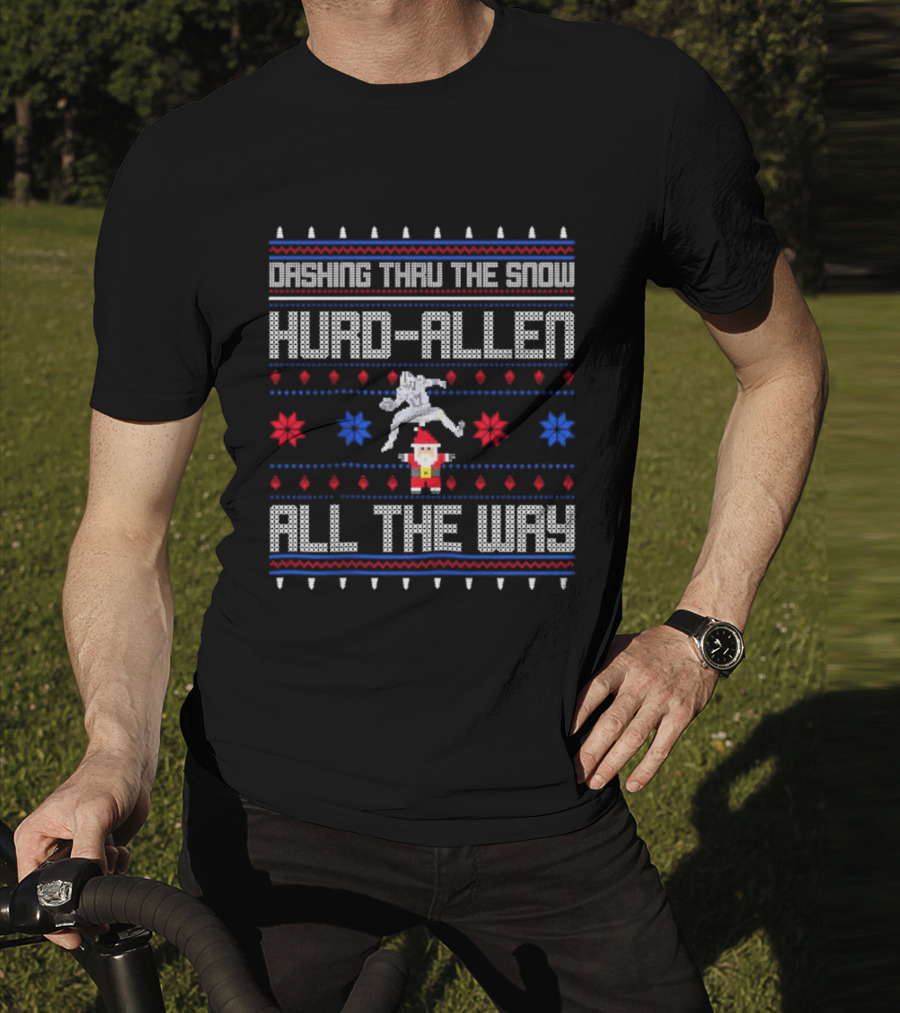 Dashing Thru The Snow Hurd-Allen All The Way Christmas Football Santa T-Shirt