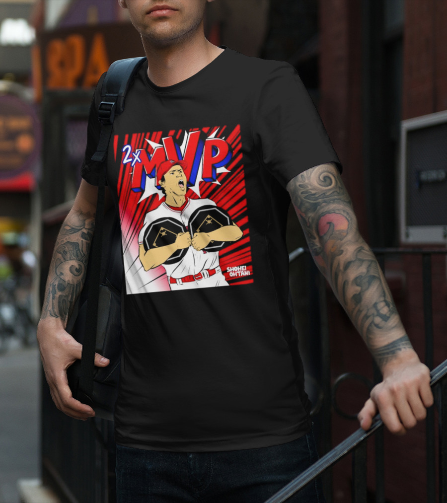 Los Angeles Angels Shohei Ohtani 2x MVP Comic T-Shirt