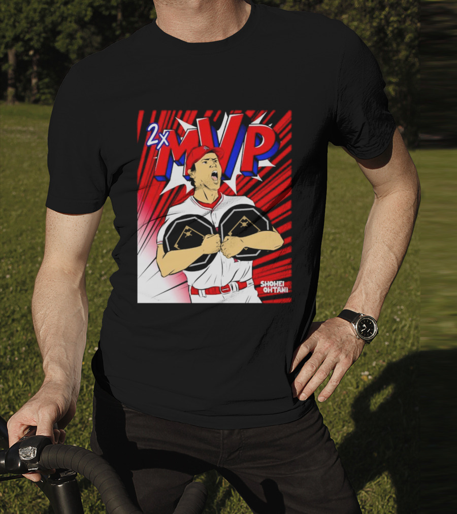 Los Angeles Angels Shohei Ohtani 2x MVP Comic T-Shirt
