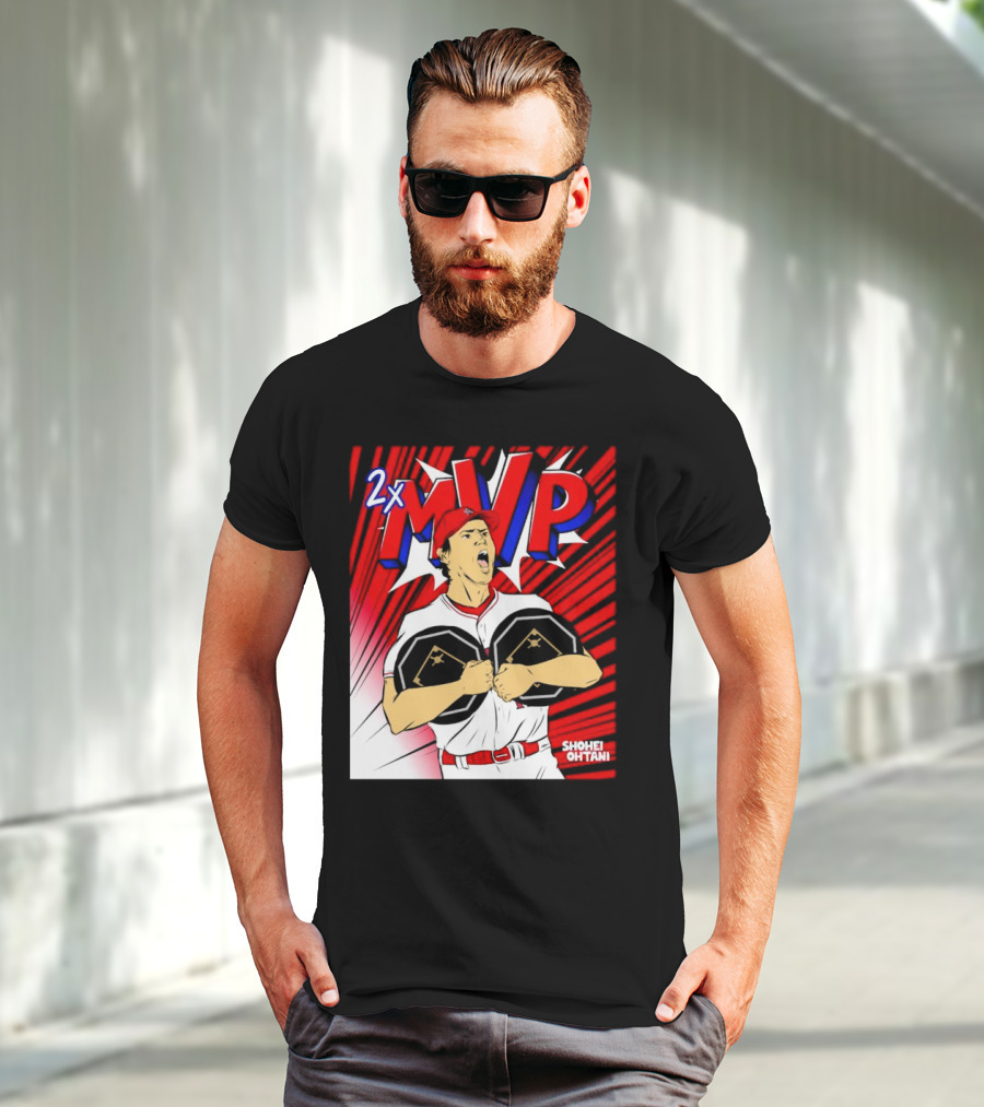 Los Angeles Angels Shohei Ohtani 2x MVP Comic T-Shirt