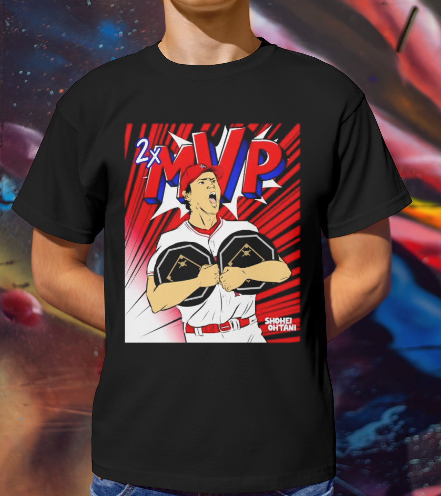 Los Angeles Angels Shohei Ohtani 2x MVP Comic T-Shirt