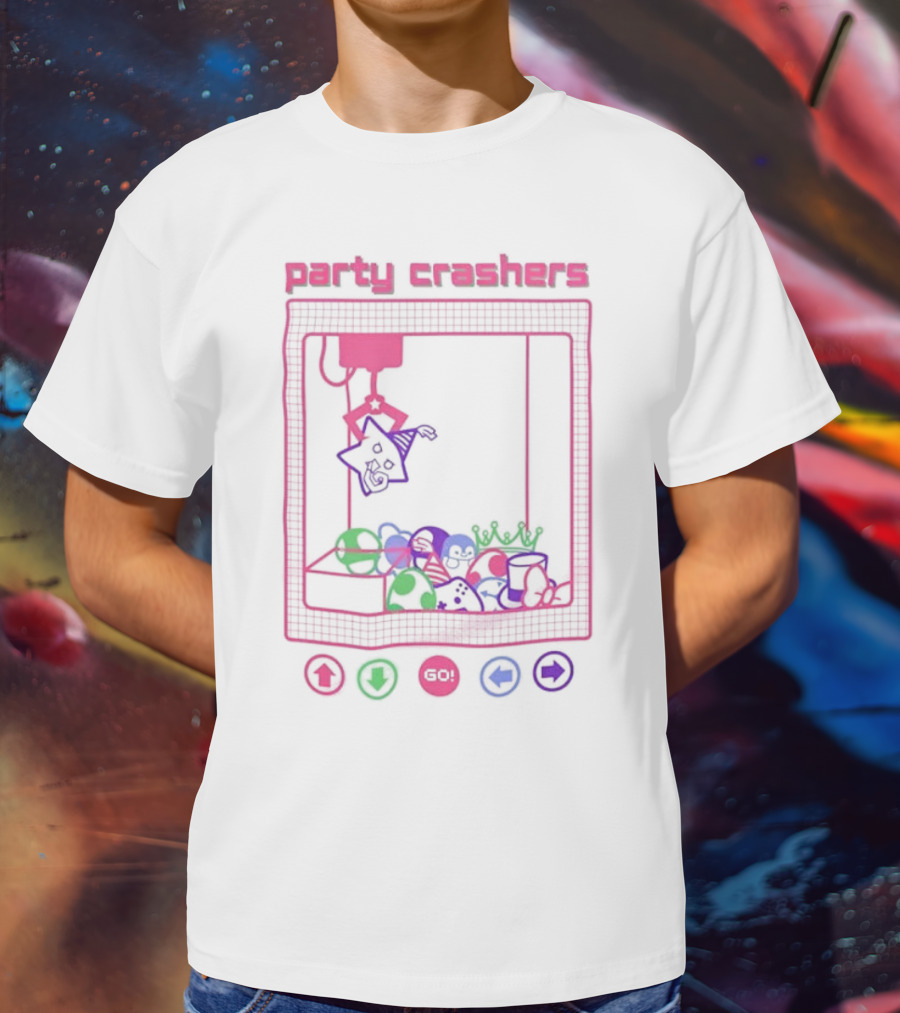 Party Crashers Crane Game Retro Neon T-Shirt