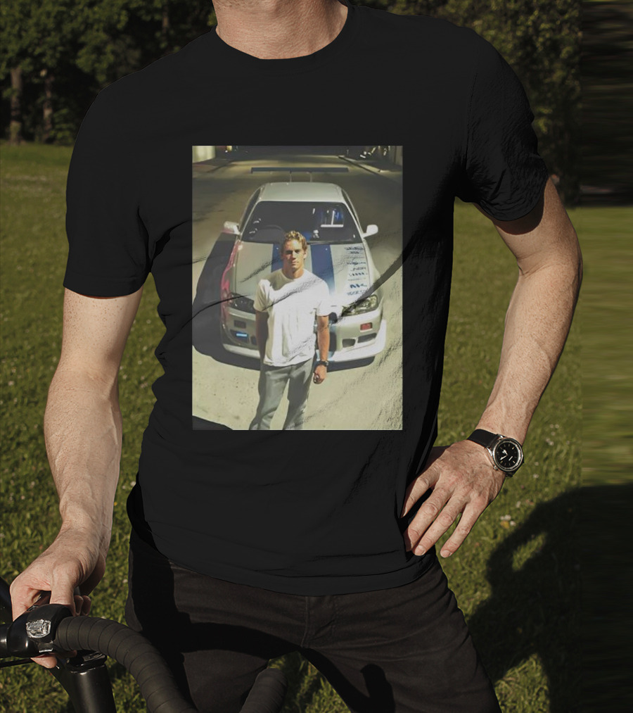 Paul Walker Giving Season With Iconic Car Street Scene T-Shirt