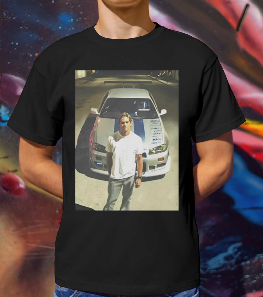 Paul Walker Giving Season With Iconic Car Street Scene T-Shirt