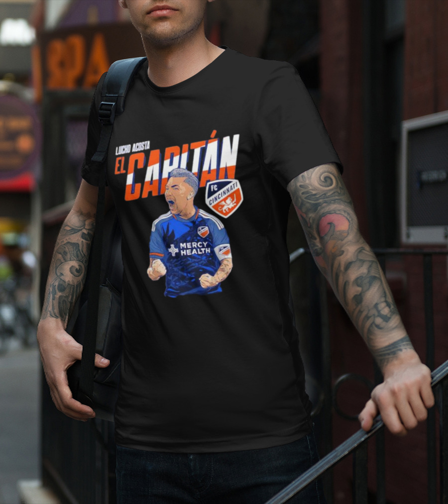 FC Cincinnati Lucho Acosta El Capitan Mercy Health Soccer Captain T-Shirt