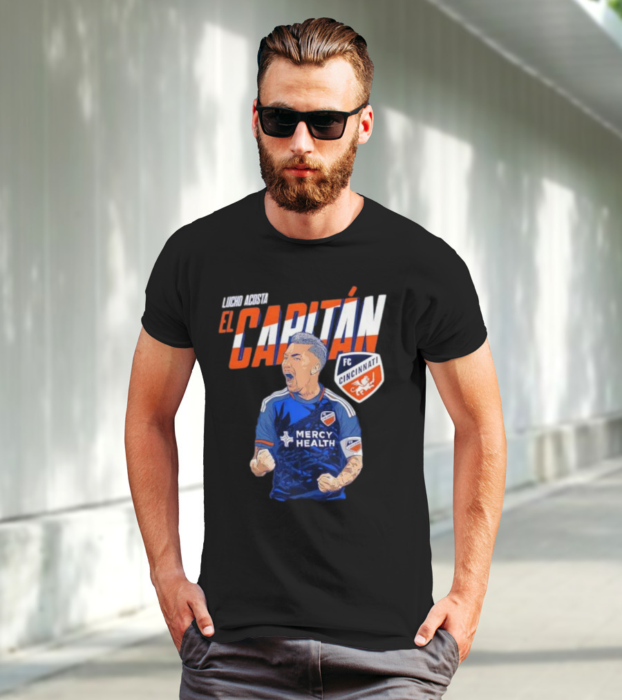 FC Cincinnati Lucho Acosta El Capitan Mercy Health Soccer Captain T-Shirt