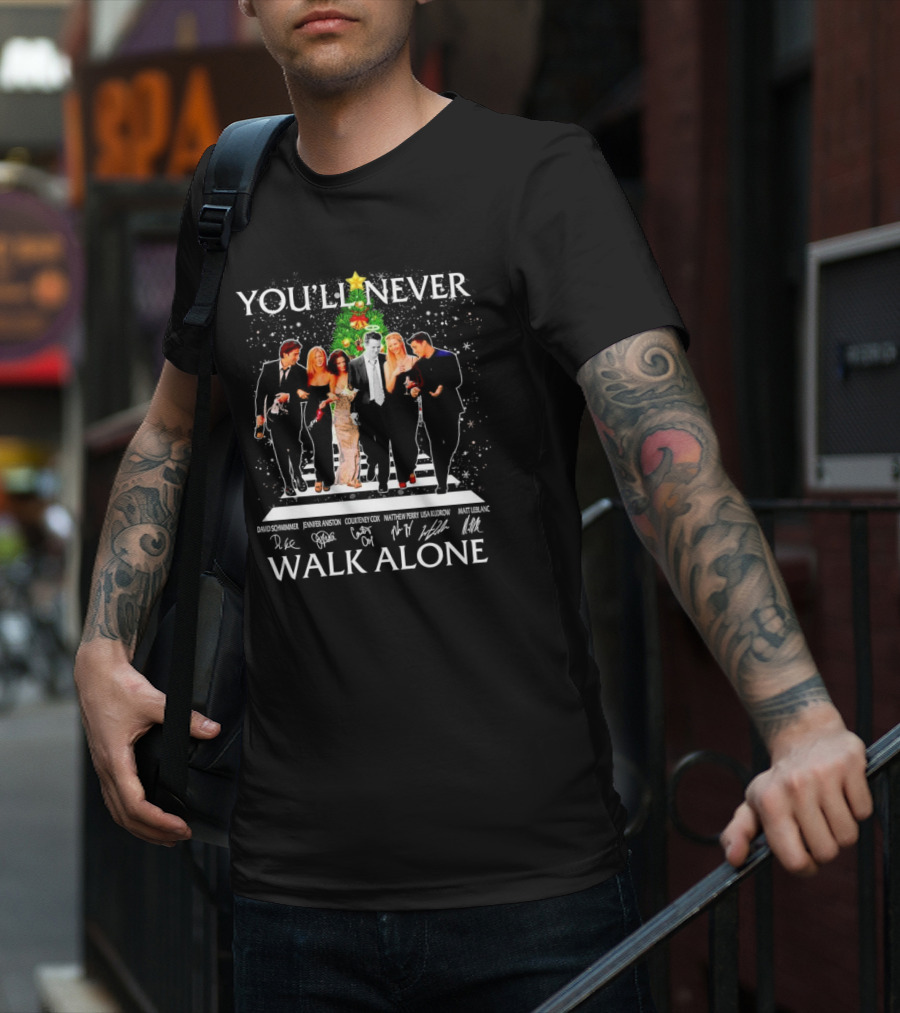 You'll Never Walk Alone Friends Characters Signatures Christmas Tree T-Shirt