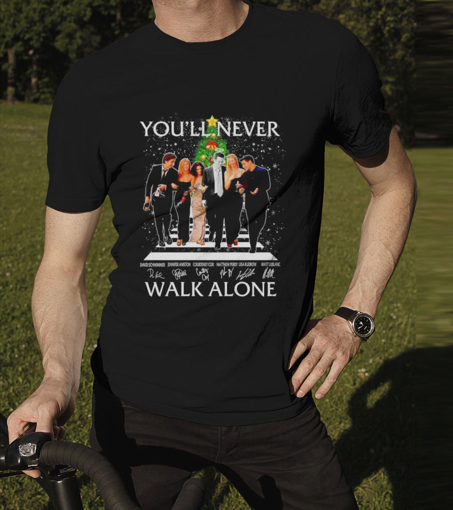 You'll Never Walk Alone Friends Characters Signatures Christmas Tree T-Shirt
