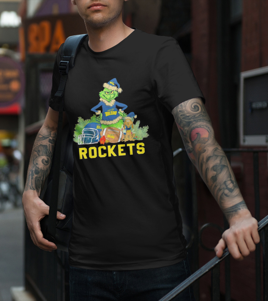 Grinch Toledo Rockets Christmas Football Festive Spirit T-Shirt