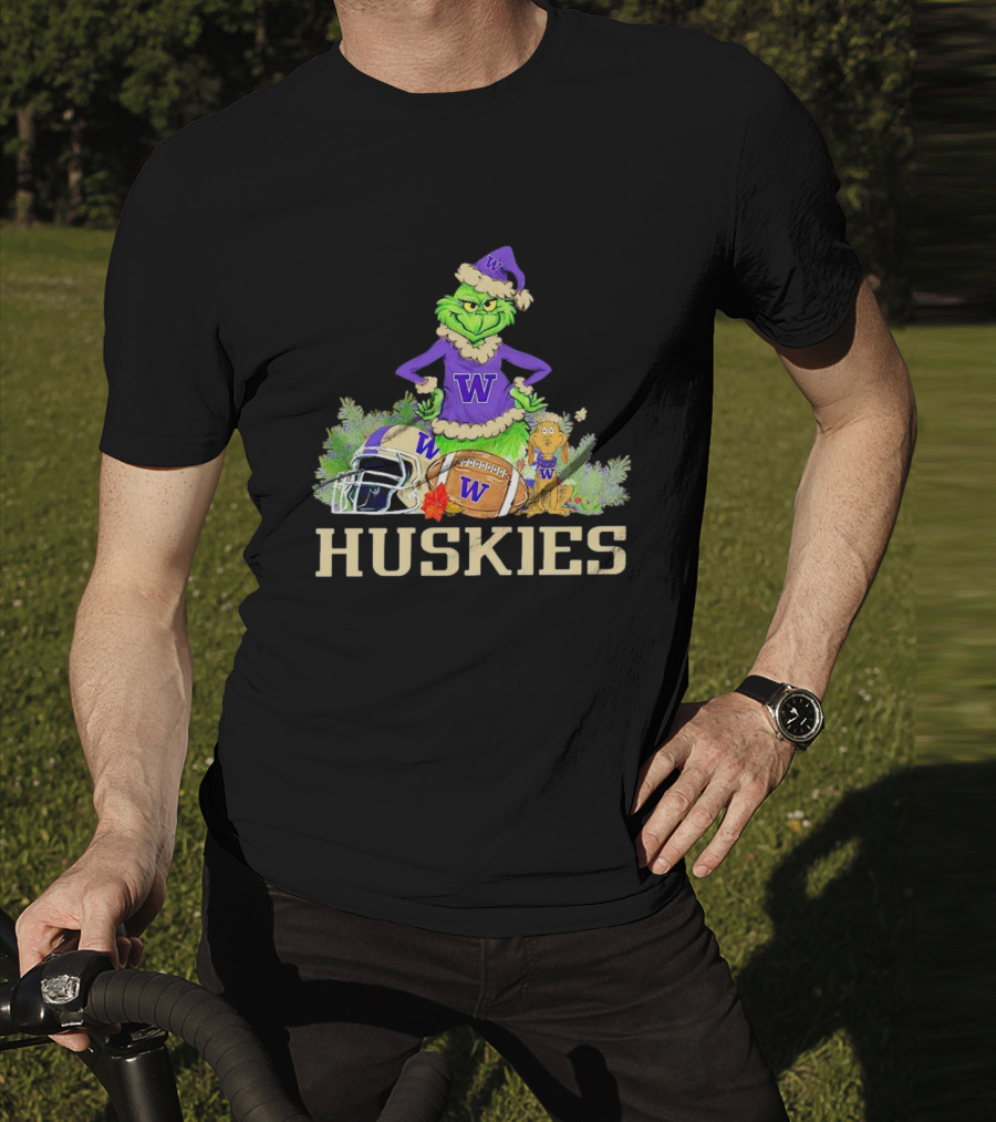 Grinch Washington Huskies Football Christmas W Holiday T-Shirt
