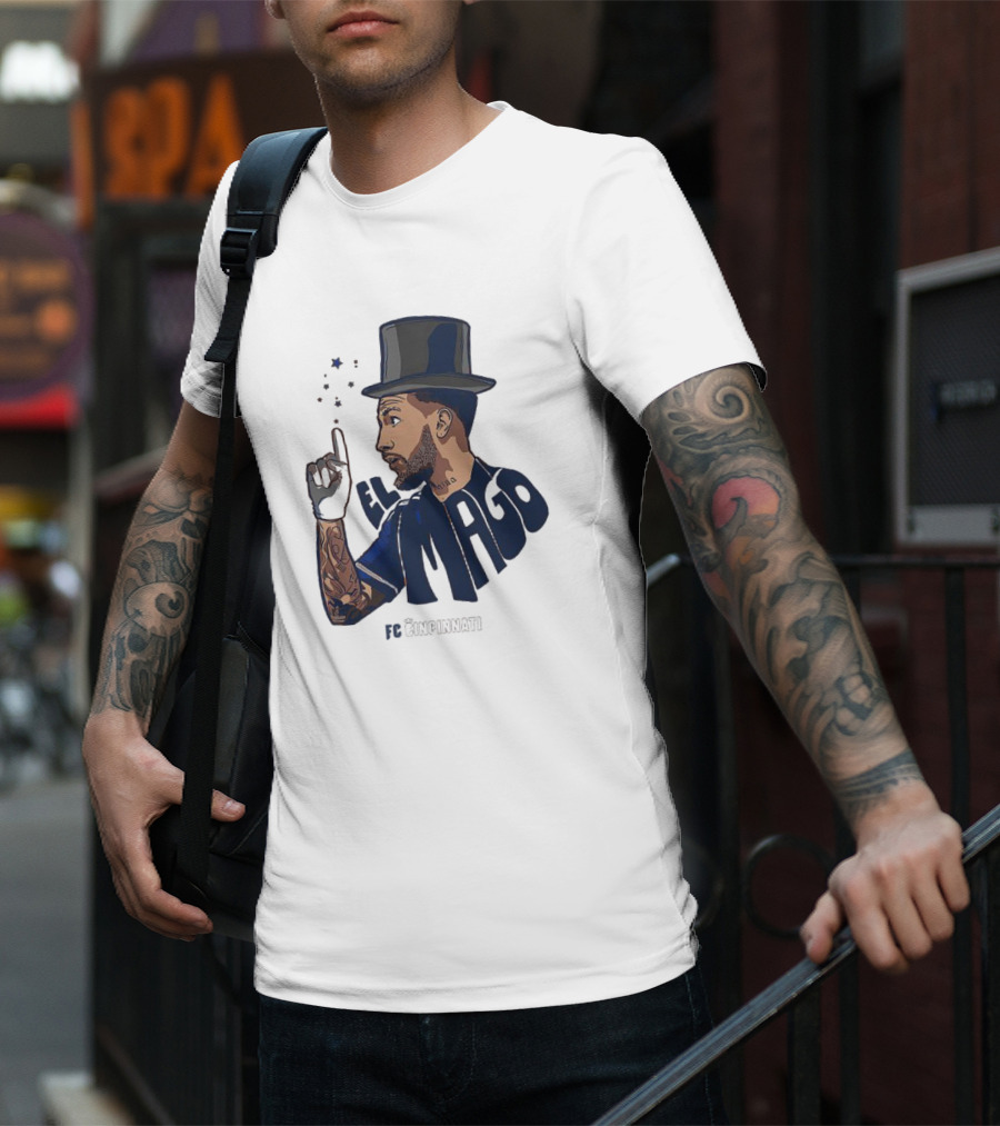 FC Cincinnati Luciano Acosta El Mago Magic Top Hat Tattoos T-Shirt