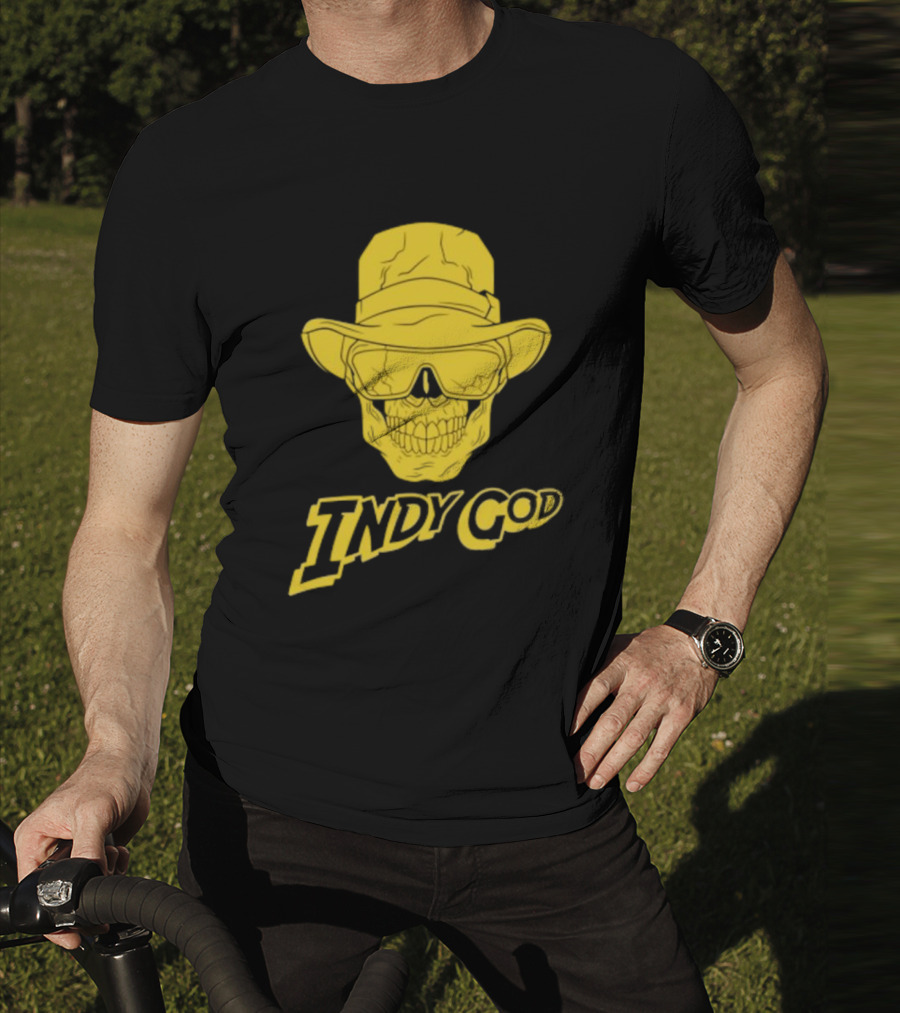 Matt Cardona Indy God Gold Skull With Hat And Sunglasses T-Shirt