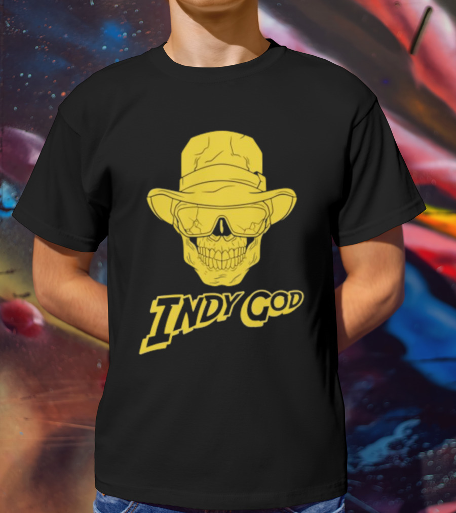 Matt Cardona Indy God Gold Skull With Hat And Sunglasses T-Shirt
