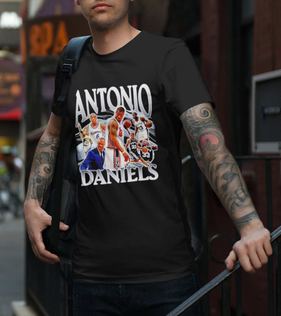 Antonio Daniels Retro NBA Basketball Collage Spurs Sonics Bucks Vintage T-Shirt