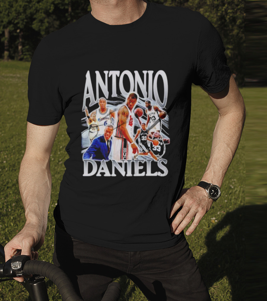 Antonio Daniels Retro NBA Basketball Collage Spurs Sonics Bucks Vintage T-Shirt