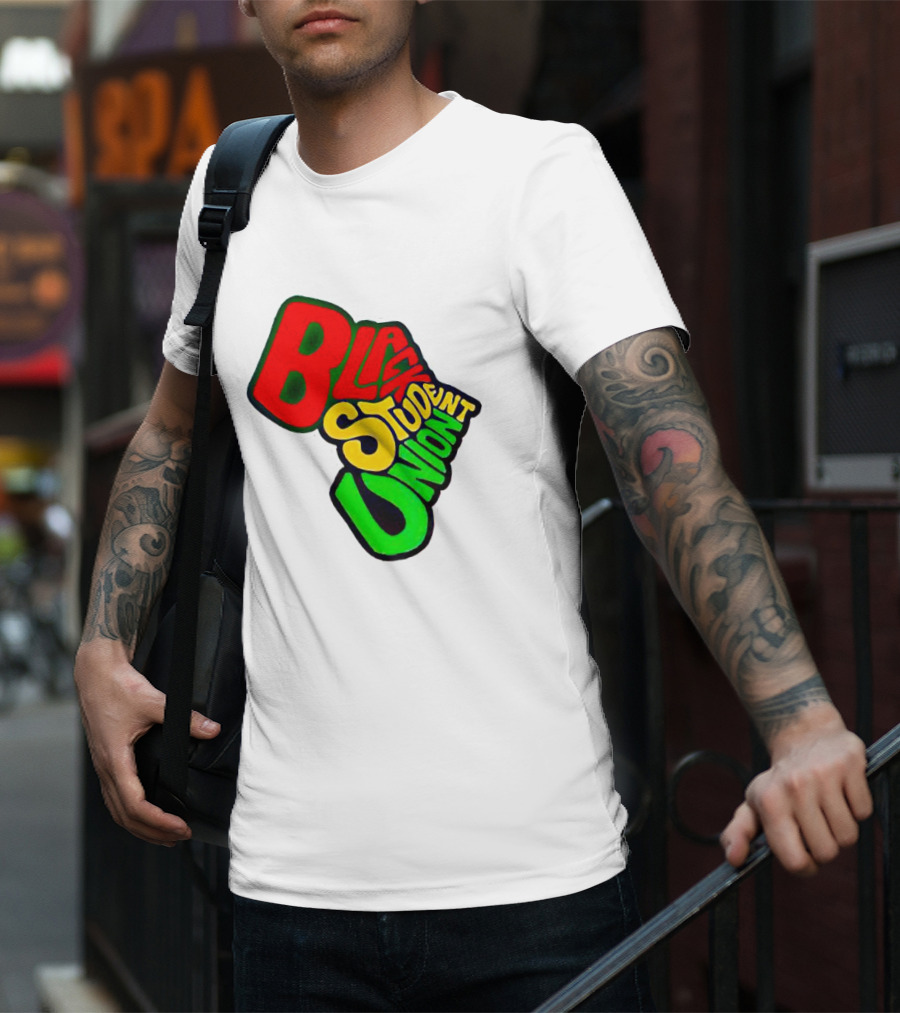 Black Student Union Red Yellow Green Text T-Shirt