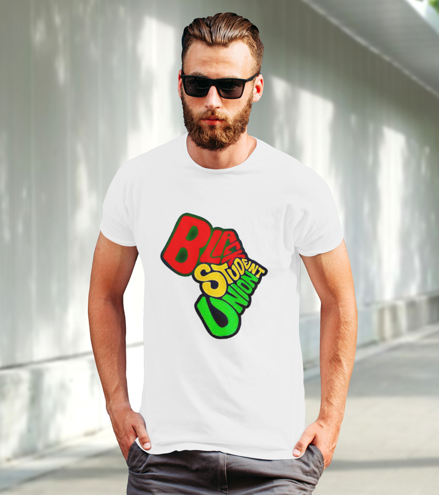 Black Student Union Red Yellow Green Text T-Shirt
