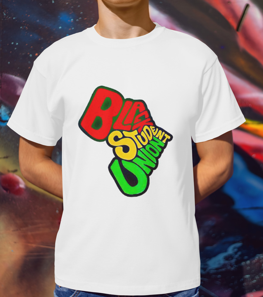 Black Student Union Red Yellow Green Text T-Shirt