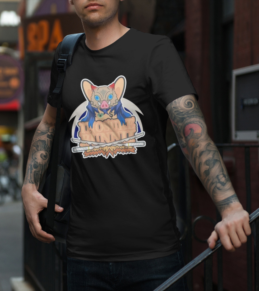 Bunnii Gang Inosuke Bunnii Masked Figure With Dual Swords T-Shirt