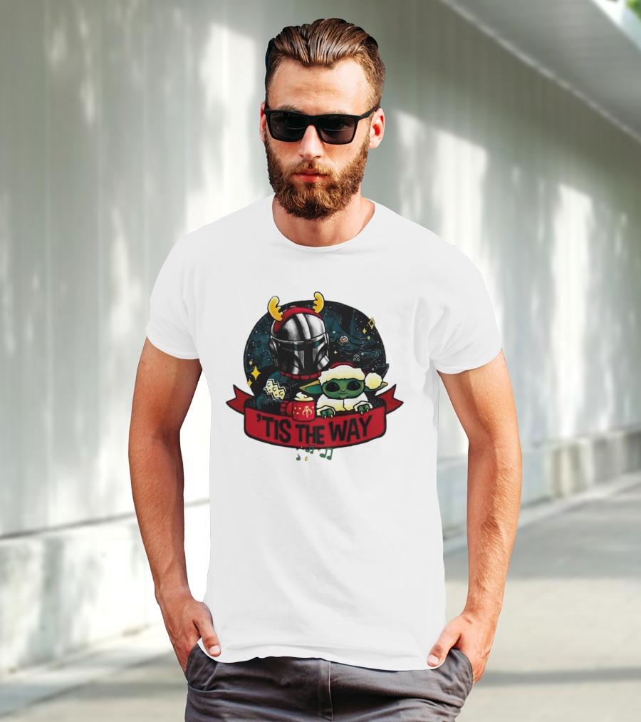 Darth Vader Baby Yoda Mandalorian Tis The Way Christmas T-Shirt