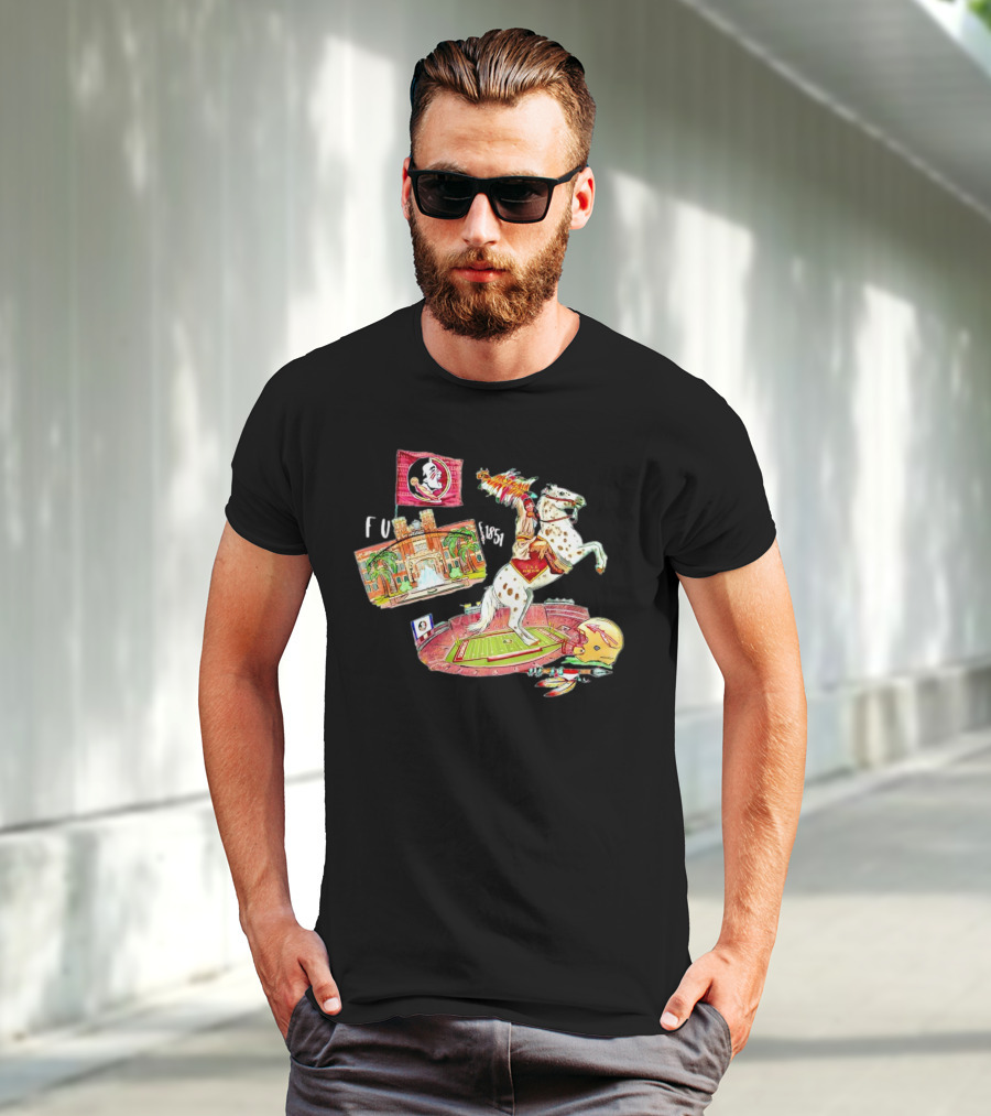FSU Florida State Seminoles Symbols Chief Osceola Spear Football Stadium Helmet 1851 T-Shirt