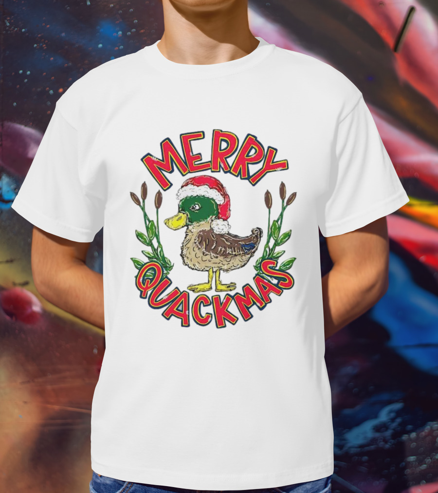 Merry Quackmas Christmas Santa Hat Duck Festive Holiday T-Shirt