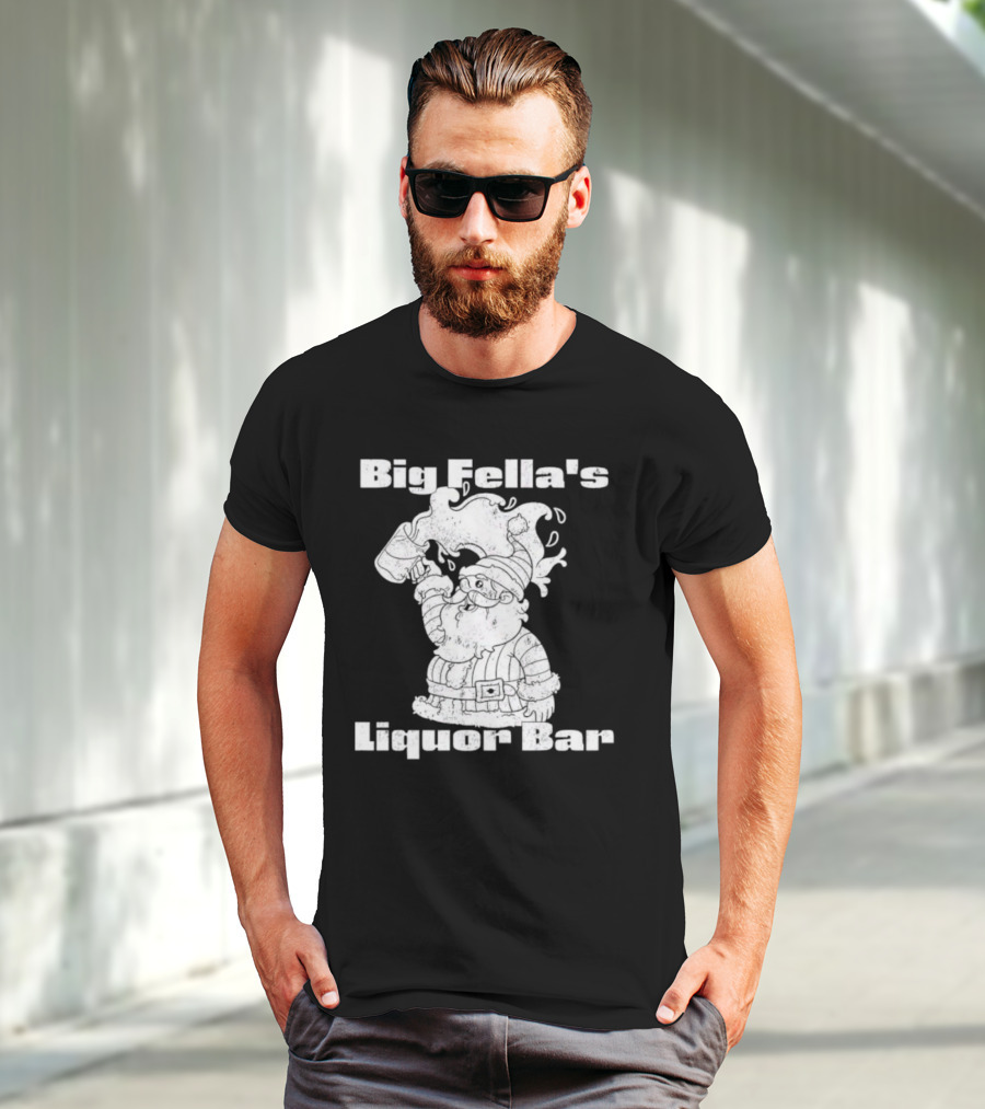 Big Fella's Liquor Bar Holiday Santa Festivity T-Shirt