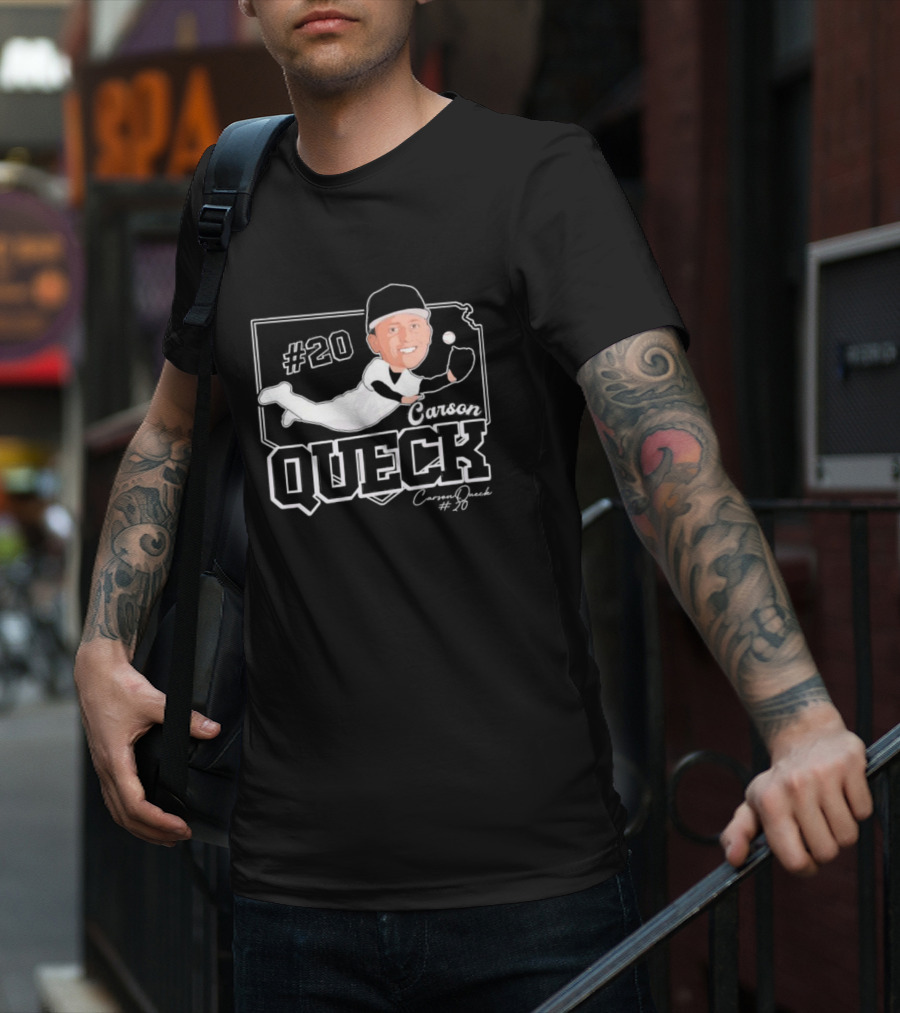 Carson Queck #20 Baseball Player Caricature T-Shirt