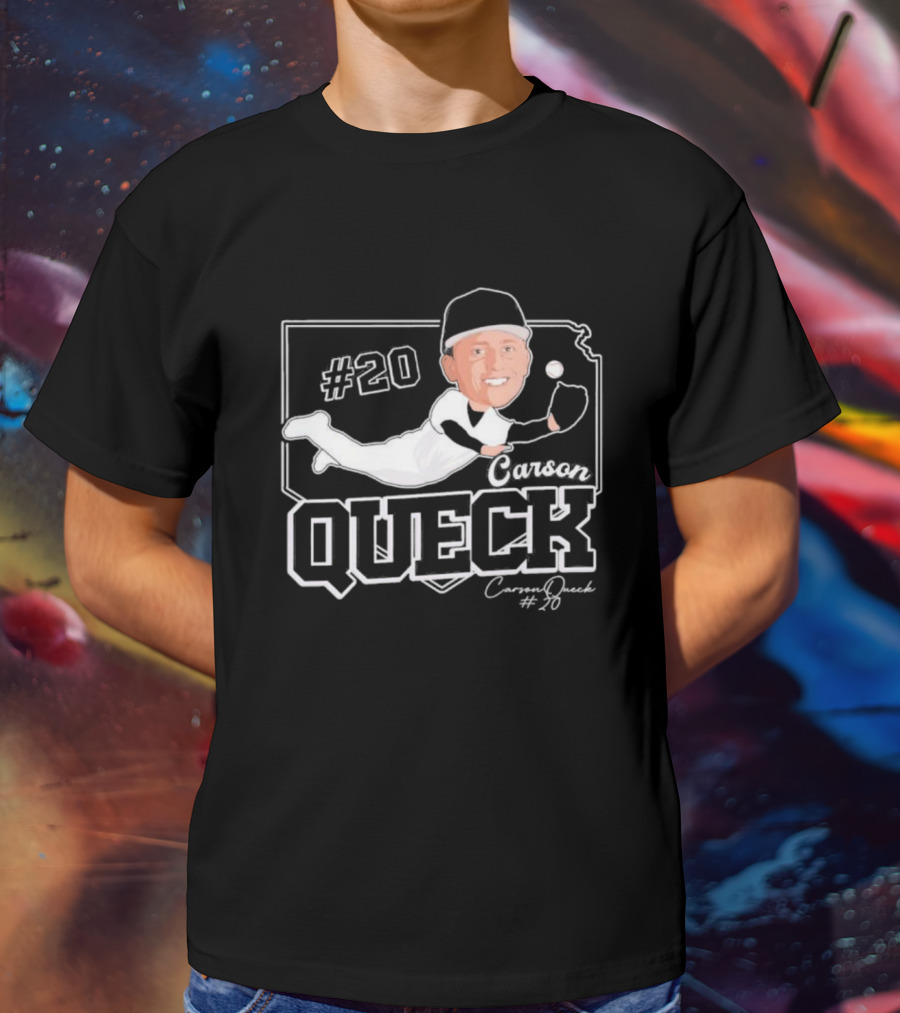 Carson Queck #20 Baseball Player Caricature T-Shirt