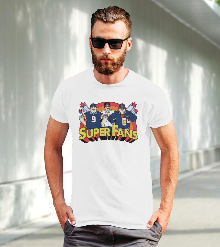 Chicago Bears Super Fans Three Illustrated Characters In Jerseys T-Shirt