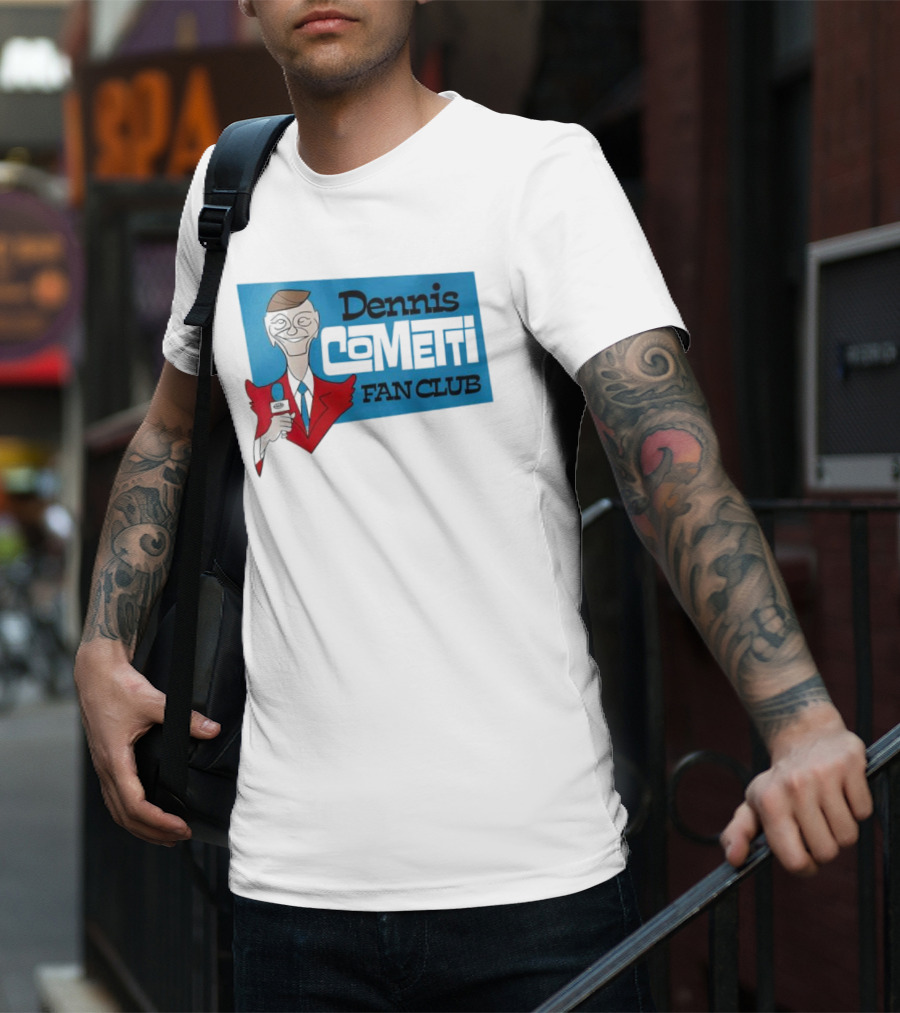 Dennis Cometti Fan Club Cartoon Broadcaster With Microphone T-Shirt