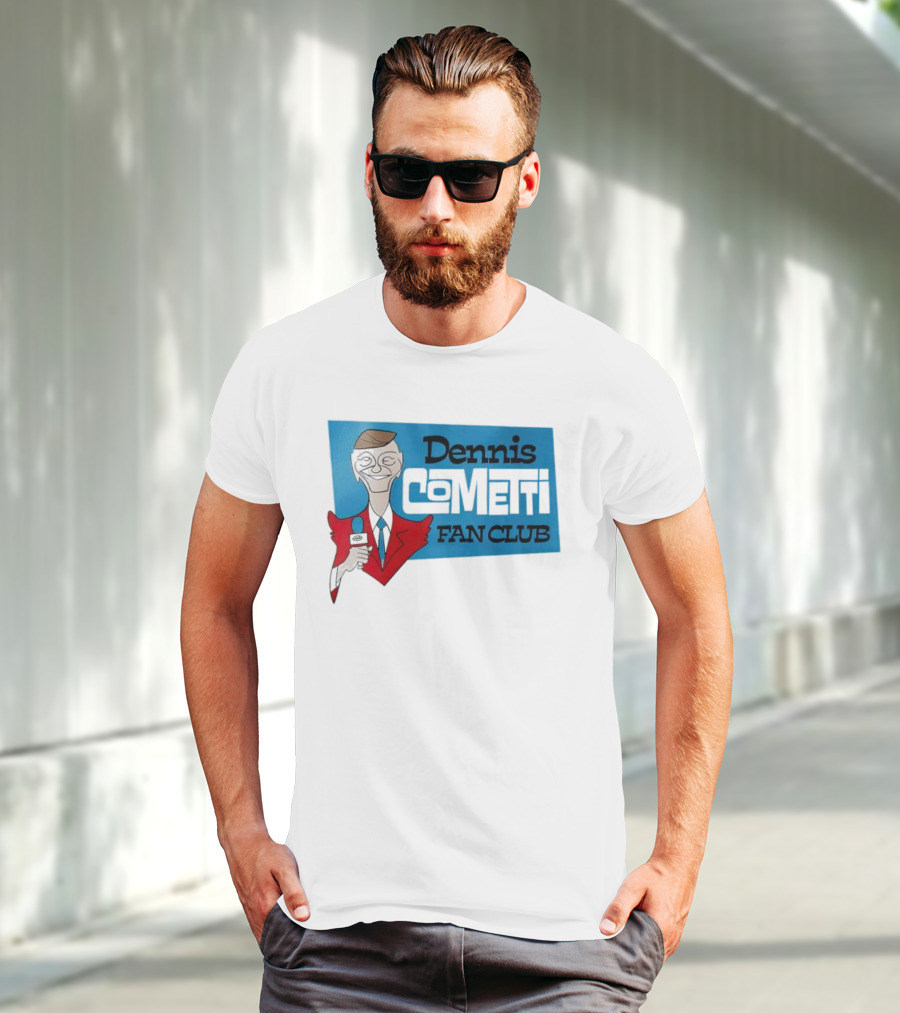 Dennis Cometti Fan Club Cartoon Broadcaster With Microphone T-Shirt