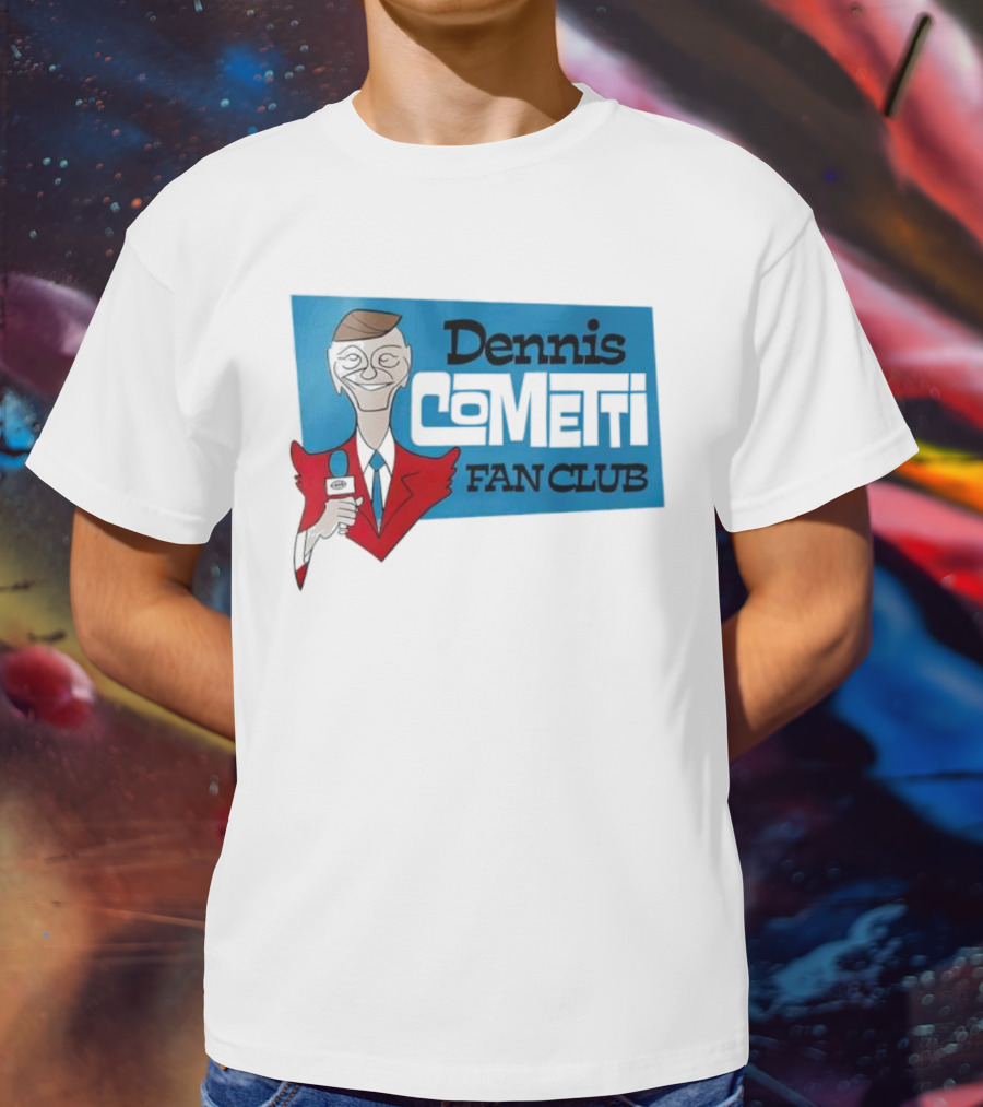 Dennis Cometti Fan Club Cartoon Broadcaster With Microphone T-Shirt