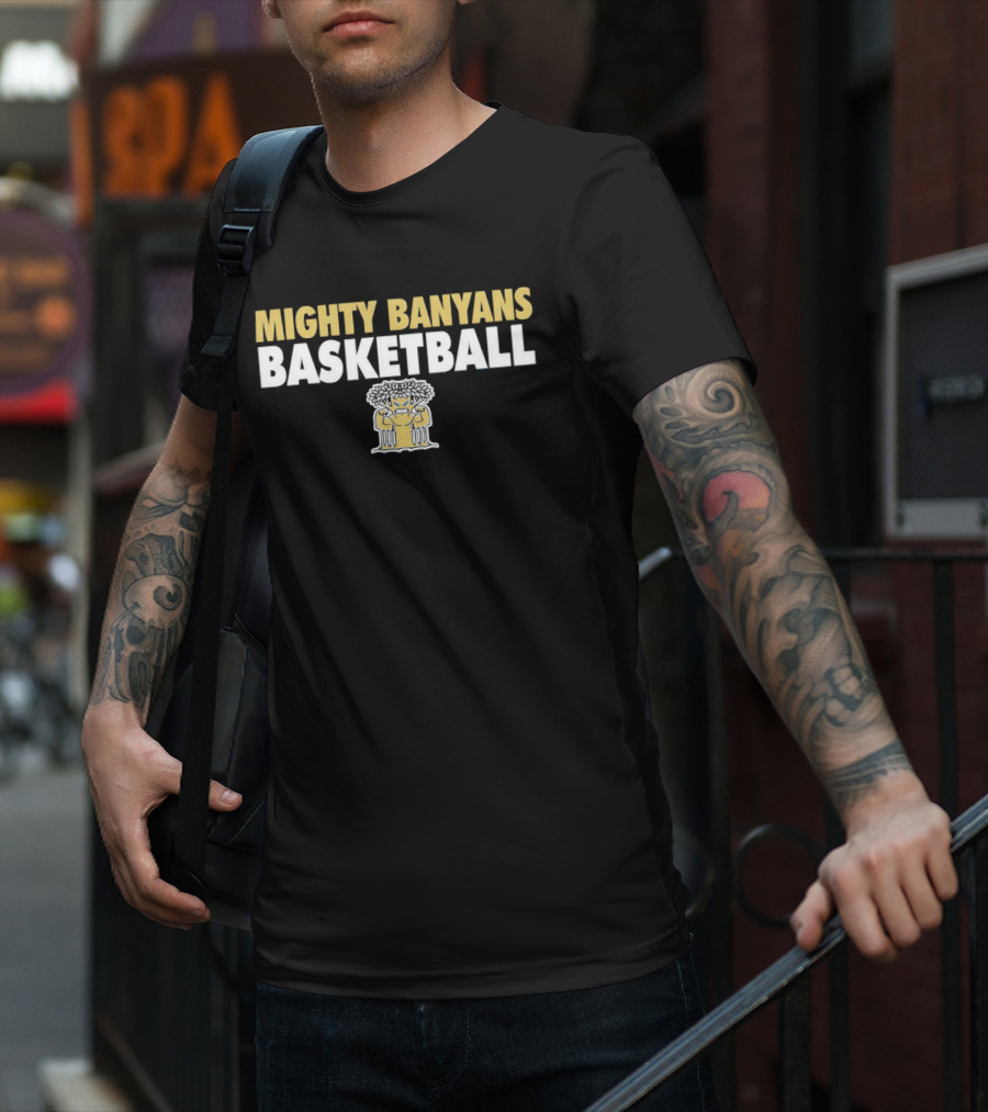 Mighty Banyans Basketball Bold Logo With Illustrated Banyan Tree T-Shirt