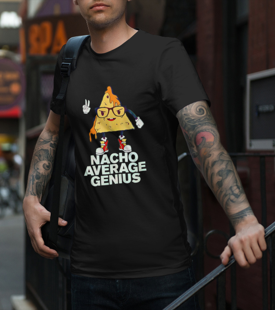 Nacho Average Genius Cartoon Character With Glasses And Sneakers T-Shirt