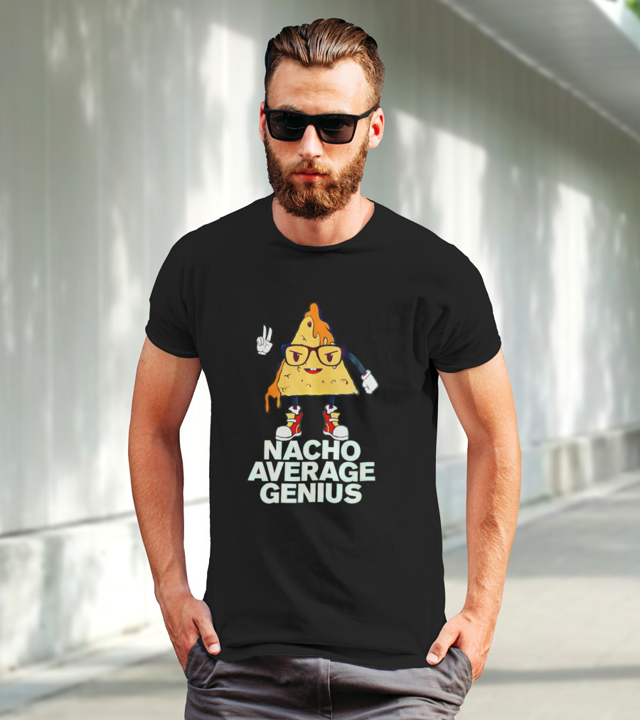 Nacho Average Genius Cartoon Character With Glasses And Sneakers T-Shirt