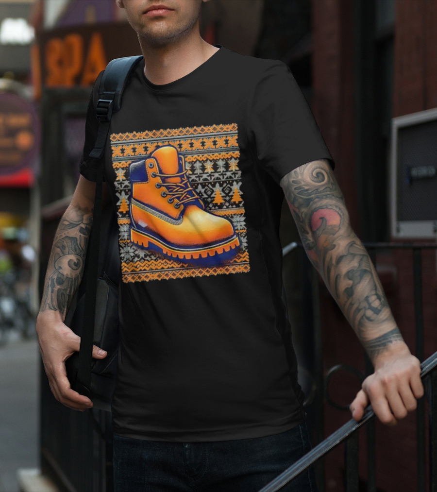 New York Knicks Timbmas Timberland Boot Ugly Christmas T-Shirt