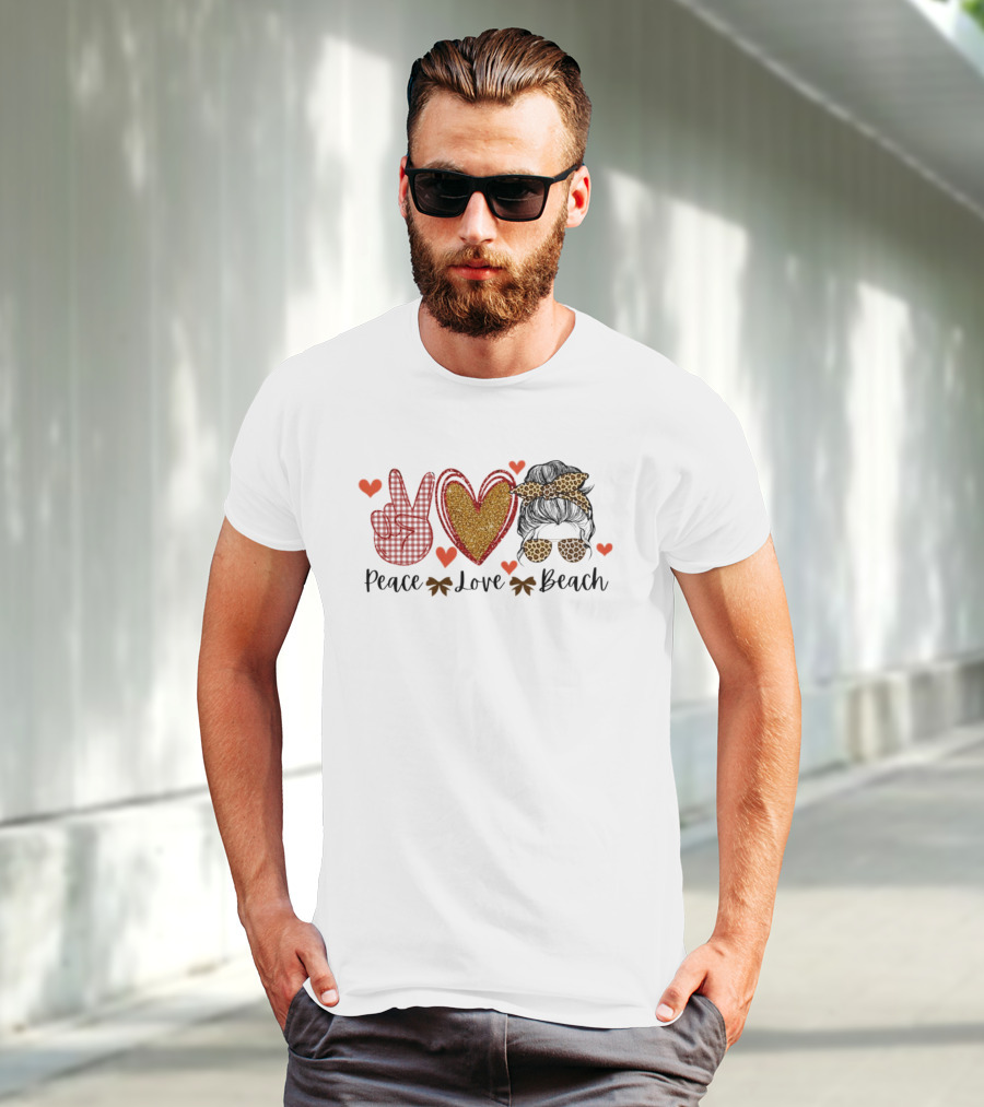 Peace Love Beach Heart Shades Bandana Vibes T-Shirt