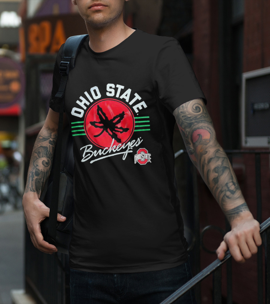 Ohio State Buckeyes Leaf Logo Red Circle Emblem Mark T-Shirt