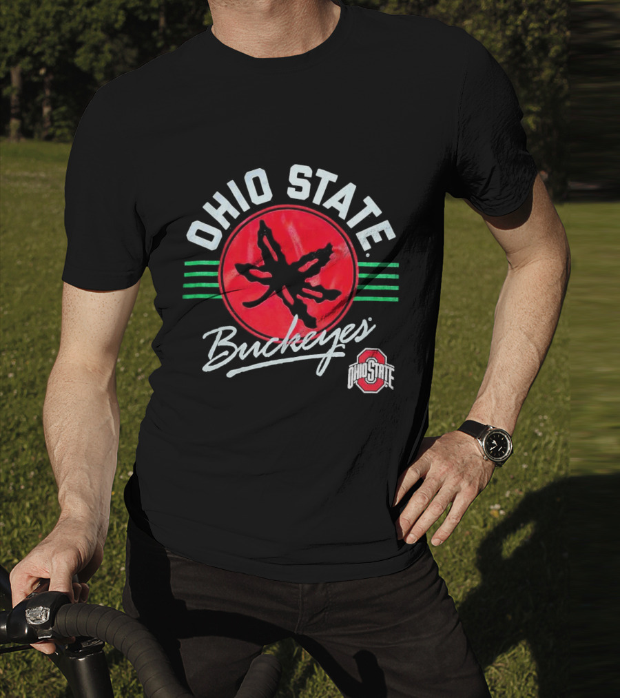 Ohio State Buckeyes Leaf Logo Red Circle Emblem Mark T-Shirt