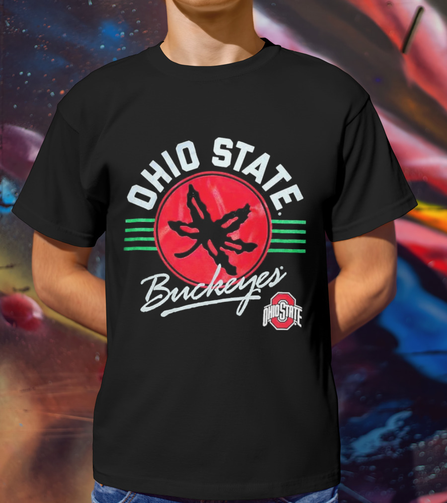 Ohio State Buckeyes Leaf Logo Red Circle Emblem Mark T-Shirt