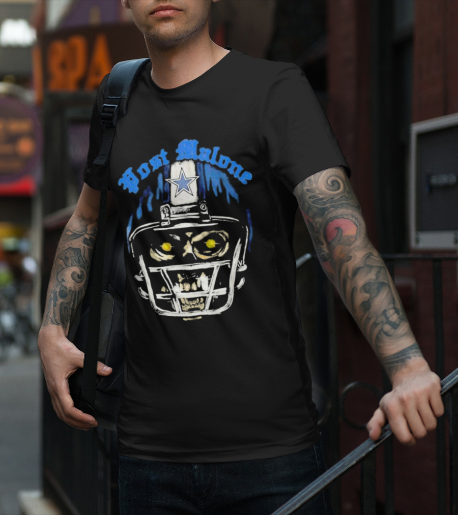 Post Malone Dallas Cowboys Skull Helmet T-Shirt
